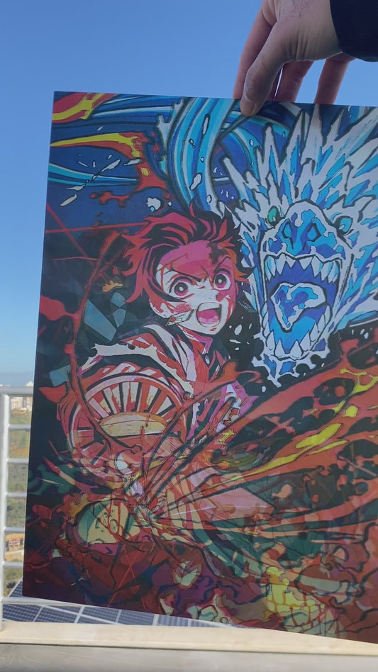 Demon Slayer 5D Luminous Poster (Tanjiro/Nezuko/Zenitsu)